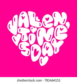 Cute fashion 80s style Happy Valentines Day typography lettering