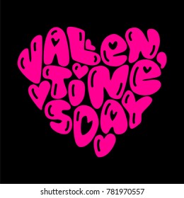 Cute fashion 80s style Happy Valentines Day typography lettering
