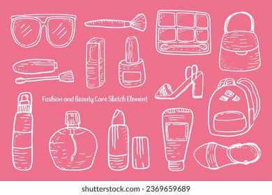 Cute Fashion and Beauty Sketch Element