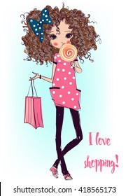 Cute Fashion Cartoon Girl 