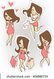 cute fashion cartoon girls in sketchy style
