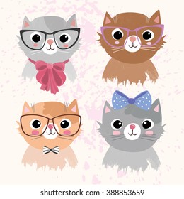 cute fashion cats. cats icon. 