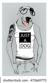 cute fashion dog with tattoo