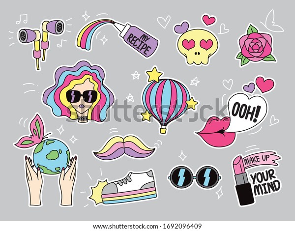 Cute Fashion Doodle Vector Set Stock Vector (Royalty Free) 1692096409 ...