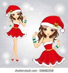 Cute fashion girl wearing Santa Claus clothes