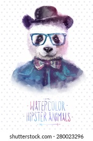 Cute fashion Hipster Animals & pets red panda, set of vector icons bear portrait. Vector illustration