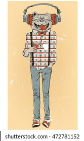 cute fashion hipster dog