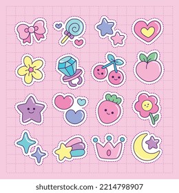 cute fashion patches fun icon hand drawn illustration