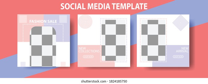 Cute fashion sale banner for social media post template