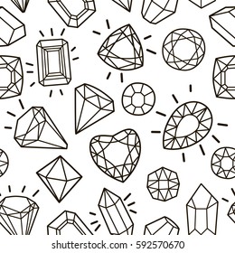 Cute fashion seamless pattern with gems and diamonds. Vector trendy illustration.