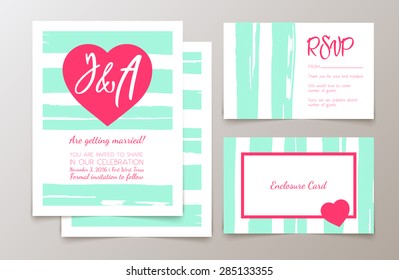  Cute fashionable cards and invitations. Trendy abstract backgrounds.  Wedding day, anniversary, birthday, Valentine's day, party invitations, invite or save the date. 