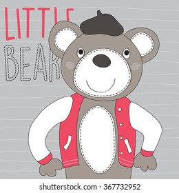 cute fashionable teddy bear vector illustration