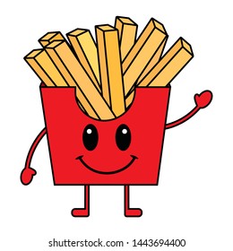 Cute fast food cartoon on a white background, vector illustration design