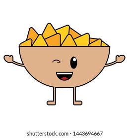 Cute fast food cartoon on a white background, vector illustration design