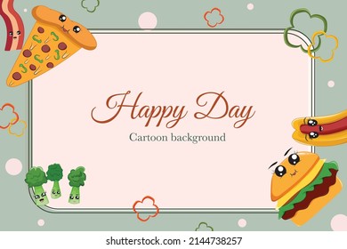 cute fast food cartoon template background card