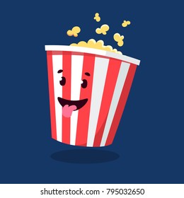 Cute fast food character. Colorful cartoon food character. Emoticon cinema snack