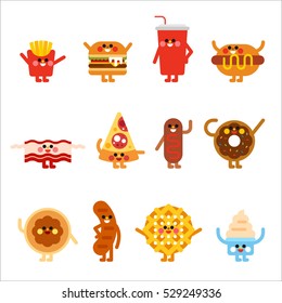 cute fast food character vector illustration flat design
