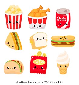 Cute fast food characters collection clip art