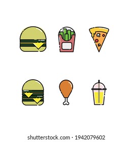 Cute fast food Illustration, wallpaper. modern simple food vector icon, flat graphic symbol in trendy flat design style.