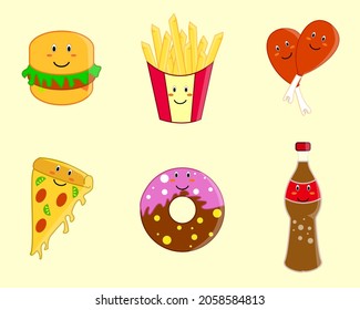 cute fast food, junk food icon 