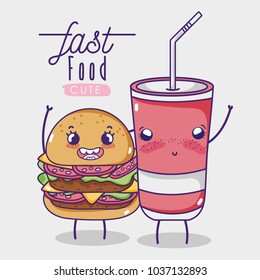 Cute fast food kawaii cartoon