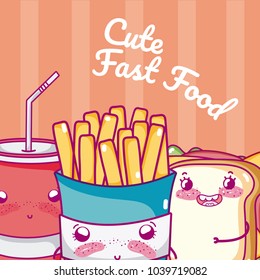 Cute fast food kawaii cartoon