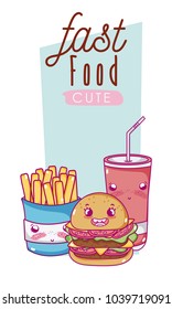 Cute fast food kawaii cartoon