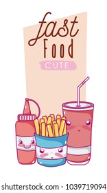 Cute fast food kawaii cartoon