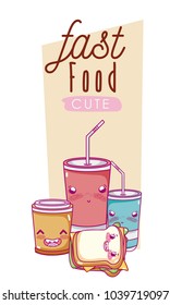 Cute fast food kawaii cartoon