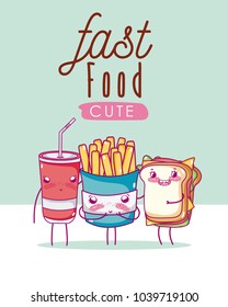 Cute fast food kawaii cartoon