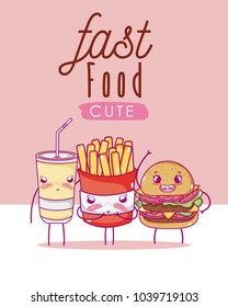 Cute fast food kawaii cartoon