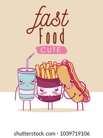 Cute fast food kawaii cartoon