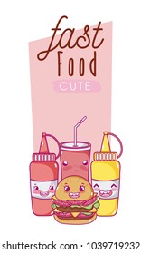 Cute fast food kawaii cartoon