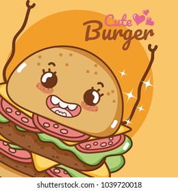 Cute fast food kawaii cartoon