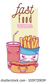 Cute fast food kawaii cartoon