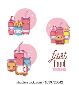 Cute fast food kawaii cartoon