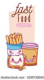 Cute fast food kawaii cartoon