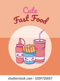 Cute fast food kawaii cartoon