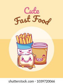 Cute fast food kawaii cartoon