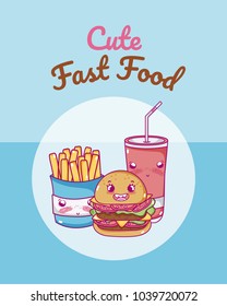 Cute fast food kawaii cartoon