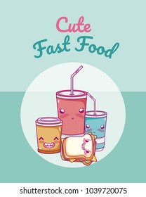 Cute fast food kawaii cartoon