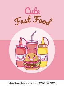 Cute fast food kawaii cartoon