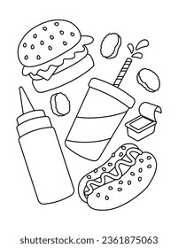 Cute Fast Food Theme Coloring Page