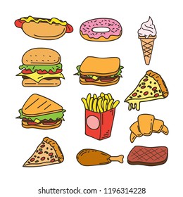 A cute fast food vector doodle icon. to decorate banners or food menus in your restaurant. vector illustration