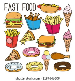 A cute fast food vector doodle icon. to decorate banners or food menus in your restaurant. vector illustration