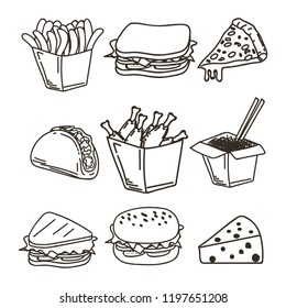 A cute fast food vector doodle icon. to decorate banners or food menus in your restaurant. vector illustration