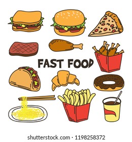 A cute fast food vector doodle icon. to decorate banners or food menus in your restaurant. vector illustration