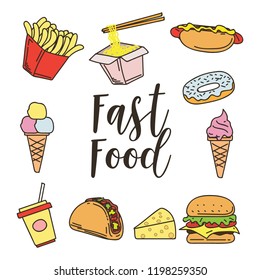 A cute fast food vector doodle icon. to decorate banners or food menus in your restaurant. vector illustration