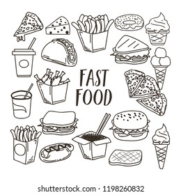 A cute fast food vector doodle icon. to decorate banners or food menus in your restaurant. vector illustration