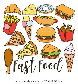 A cute fast food vector doodle icon. to decorate banners or food menus in your restaurant. vector illustration